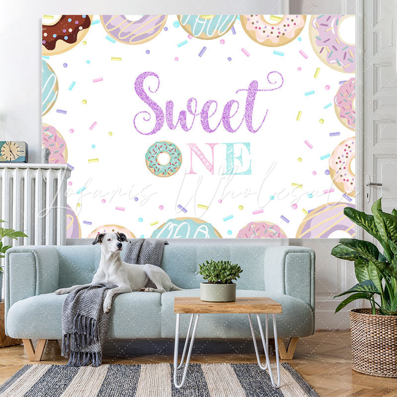 Lofaris Sweet One Donuts First Birthday Simple Backdrop for Gilrs