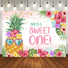Lofaris Sweet Pineapple Floral Girl 1st Birthday Backdrop