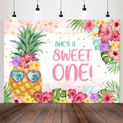 Lofaris Sweet Pineapple Floral Girl 1st Birthday Backdrop