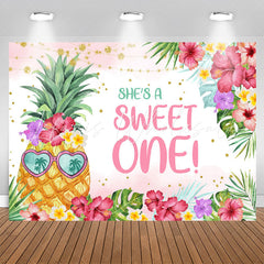 Lofaris Sweet Pineapple Floral Girl 1st Birthday Backdrop