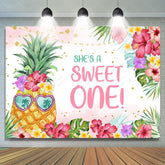 Lofaris Sweet Pineapple Floral Girl 1st Birthday Backdrop