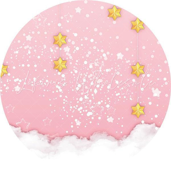 Lofaris Sweet Pink And White With Star Circle Backdrop For Girl