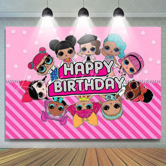 Lofaris Sweet Pink Girl Dolls Toy Princess Happy Birthday Backdrop