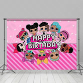 Lofaris Sweet Pink Girl Dolls Toy Princess Happy Birthday Backdrop