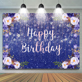 Lofaris Sweet Purple Flower Bokeh Happy Birthday Backdrop