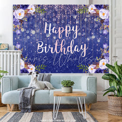 Lofaris Sweet Purple Flower Bokeh Happy Birthday Backdrop