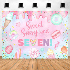 Lofaris Sweet Sassy Dessert 7th Birthday Backdrop For Girl