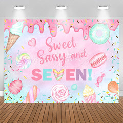 Lofaris Sweet Sassy Dessert 7th Birthday Backdrop For Girl