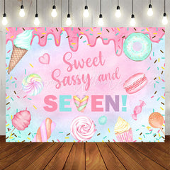 Lofaris Sweet Sassy Dessert 7th Birthday Backdrop For Girl