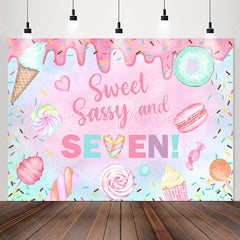 Lofaris Sweet Sassy Dessert 7th Birthday Backdrop For Girl