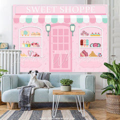 Lofaris Sweet Shoppe Baby Pink Candyland Happy Birthday Backdrop