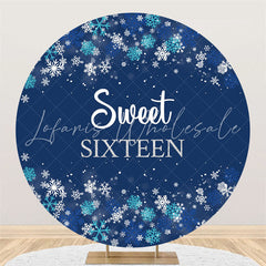 Lofaris Sweet Sixteen Snowflake Happy Birthday Round Backdrop