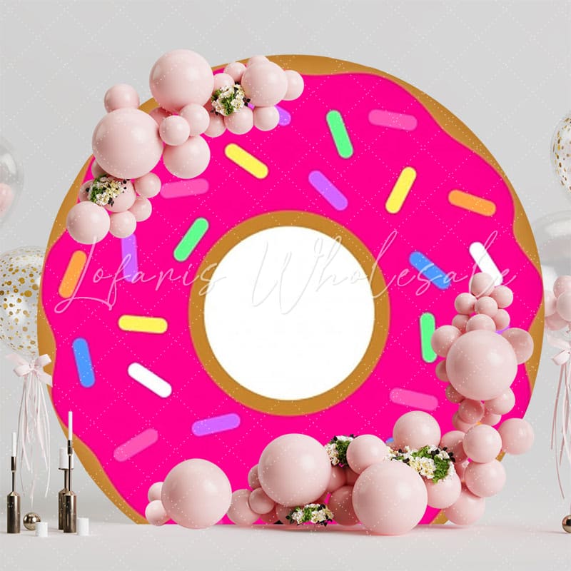 Sweet Treats Donut Candy Party Round Backdrop For Birthday Fun