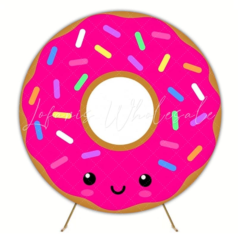 Sweet Treats Donut Candy Party Round Backdrop For Birthday Fun