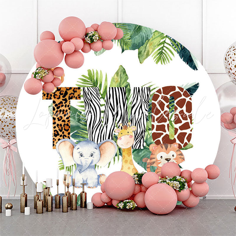 Lofaris Sweet Woodland Animals Round 2nd Birthday Backdrop