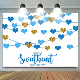 Lofaris Sweetheart Blue Hearts Boys Baby Shower Backdrop