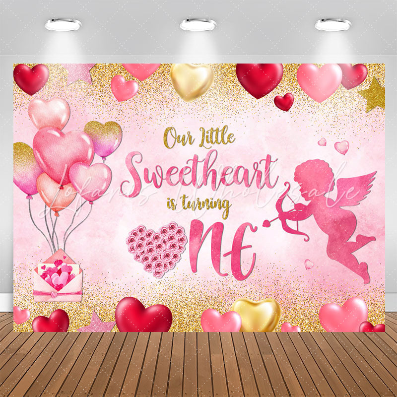 Lofaris Sweetheart One Pink Balloon 1st Birthday Backdrop