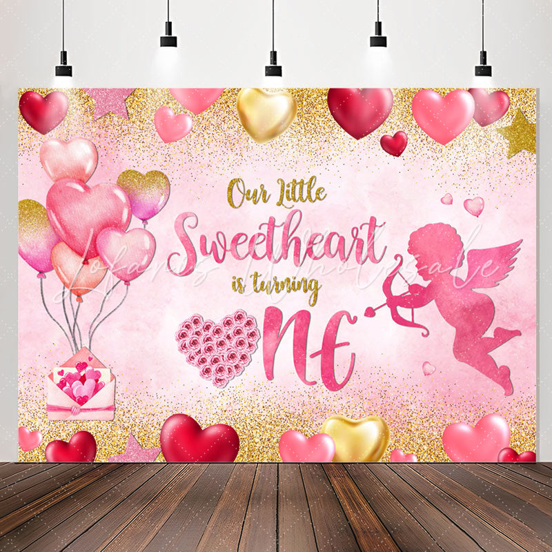 Lofaris Sweetheart One Pink Balloon 1st Birthday Backdrop