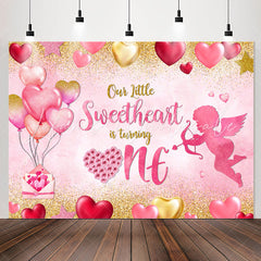 Lofaris Sweetheart One Pink Balloon 1st Birthday Backdrop