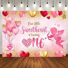 Lofaris Sweetheart One Pink Balloon 1st Birthday Backdrop