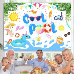 Lofaris Swimming Pool Kids Birthday Photo Party Backdrop