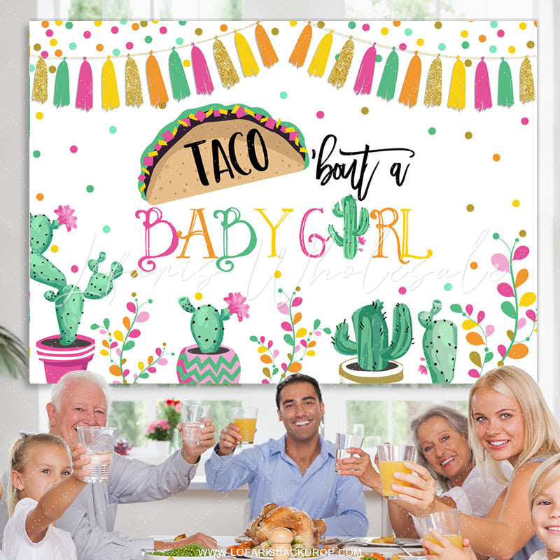 Lofaris Taco Bout A Baby Girl Cactus Fiesta Shower Backdrop