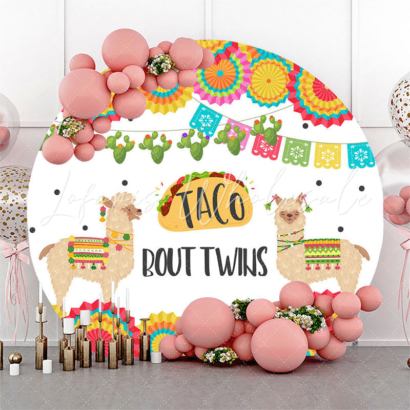 Lofaris Taco Bout Twins Sheep Baby Shower Round Backdrop