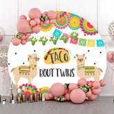 Lofaris Taco Bout Twins Sheep Baby Shower Round Backdrop
