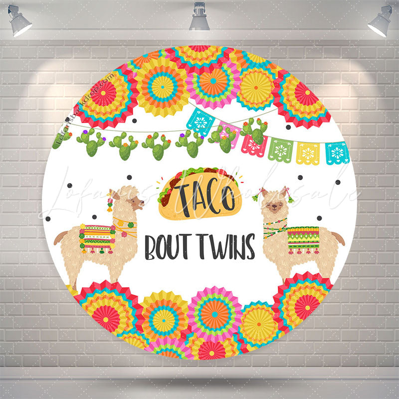 Lofaris Taco Bout Twins Sheep Baby Shower Round Backdrop