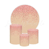 Tan Rose Gold Glitter Themed Round Backdrop and Cylinders Kit