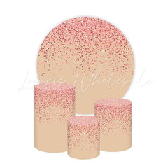 Tan Rose Gold Glitter Themed Round Backdrop and Cylinders Kit