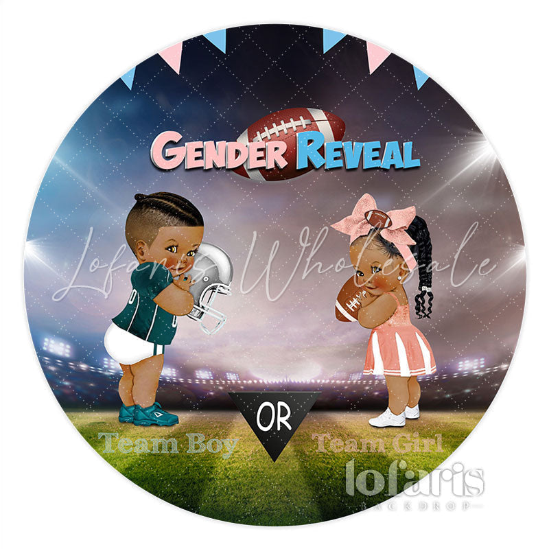 Lofaris Team Boy Or Girl Gender Reveal Shiny Round Backdrop