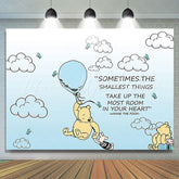 Lofaris Teddy Bear And Pig Light Blue Sky Birthday Backdrop