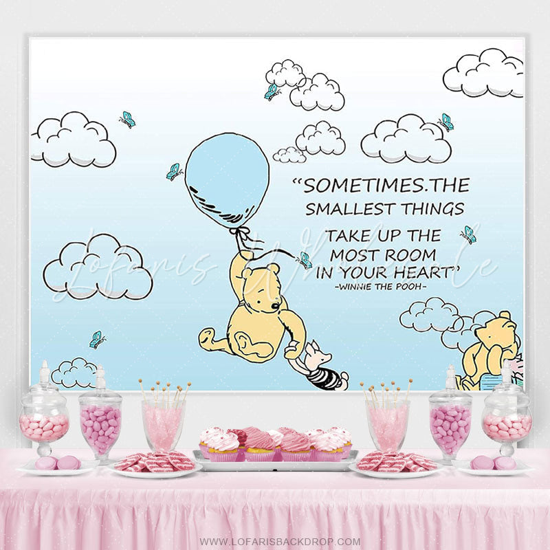 Lofaris Teddy Bear And Pig Light Blue Sky Birthday Backdrop