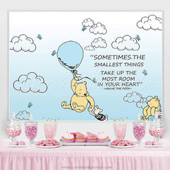 Lofaris Teddy Bear And Pig Light Blue Sky Birthday Backdrop