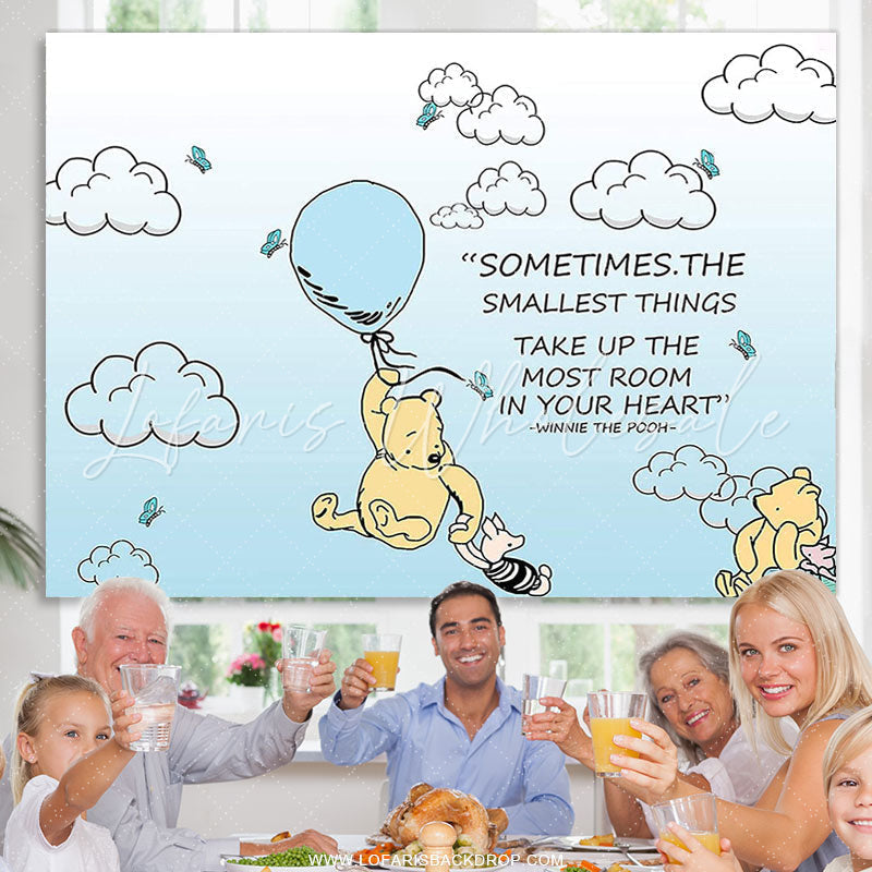 Lofaris Teddy Bear And Pig Light Blue Sky Birthday Backdrop
