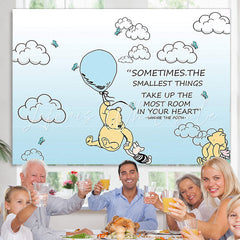 Lofaris Teddy Bear And Pig Light Blue Sky Birthday Backdrop