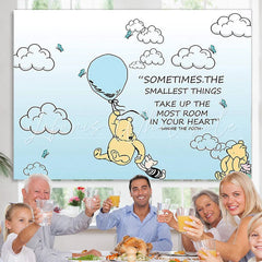 Lofaris Teddy Bear And Pig Light Blue Sky Birthday Backdrop