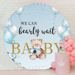 Lofaris Teddy Bear Balloon Blue Baby Shower Round Backdrop