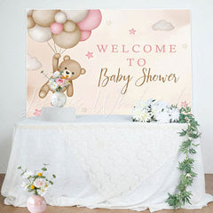Lofaris Teddy Bear Balloon Star Cloud Baby Shower Backdrop
