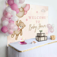 Lofaris Teddy Bear Balloon Star Cloud Baby Shower Backdrop