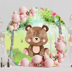 Teddy Bear in the Forest Round Backdrop for Cozy Event