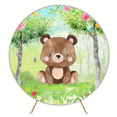 Teddy Bear in the Forest Round Backdrop for Cozy Event