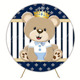 Teddy Bear Prince Round Backdrop for Baby Shower Celebration
