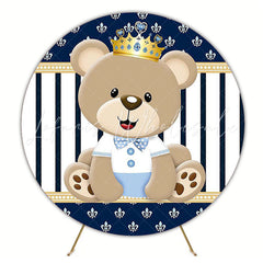 Teddy Bear Prince Round Backdrop for Baby Shower Celebration