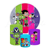 Teen Titans Themed Round Backdrop and Cylinders Kit for Events