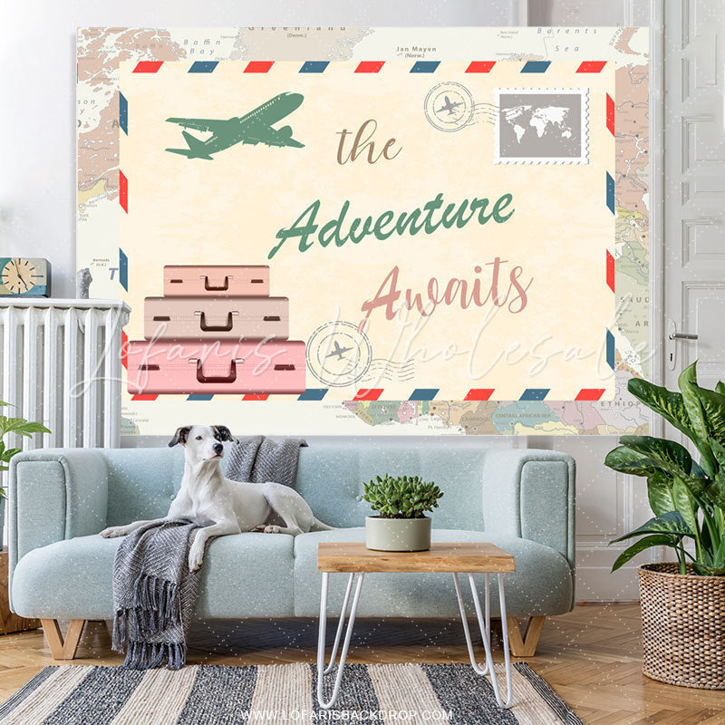 Lofaris The Adventure Awaits Plane Theme Baby Shower Backdrop