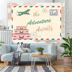 Lofaris The Adventure Awaits Plane Theme Baby Shower Backdrop