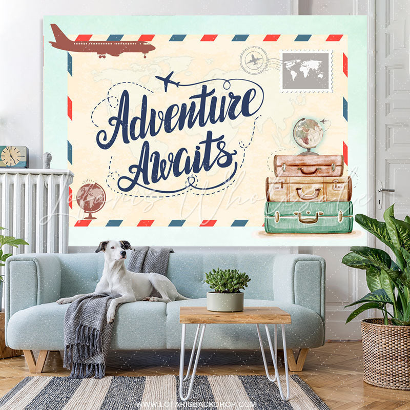 Lofaris The Adventure Awaits Plane Themed Baby Shower Backdrop
