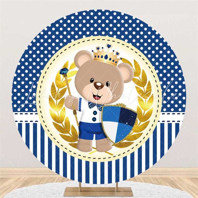 Lofaris The Bear Is Holding A Shield Baby Shower Round Backdrop